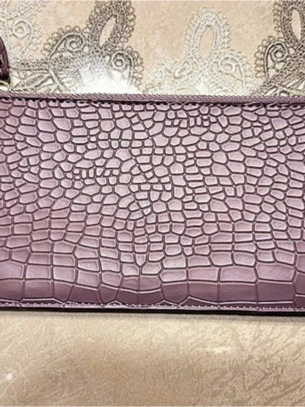Embossed Zip Wallet in Purple New